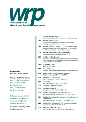  Wettbewerb in Recht und Praxis (wrp)