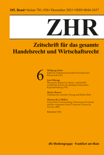  Zeitschrift für das gesamte Handelsrecht und Wirtschaftsrecht (ZHR)