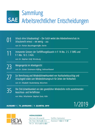  Sammlung Arbeitsrechtlicher Entscheidungen (SAE)